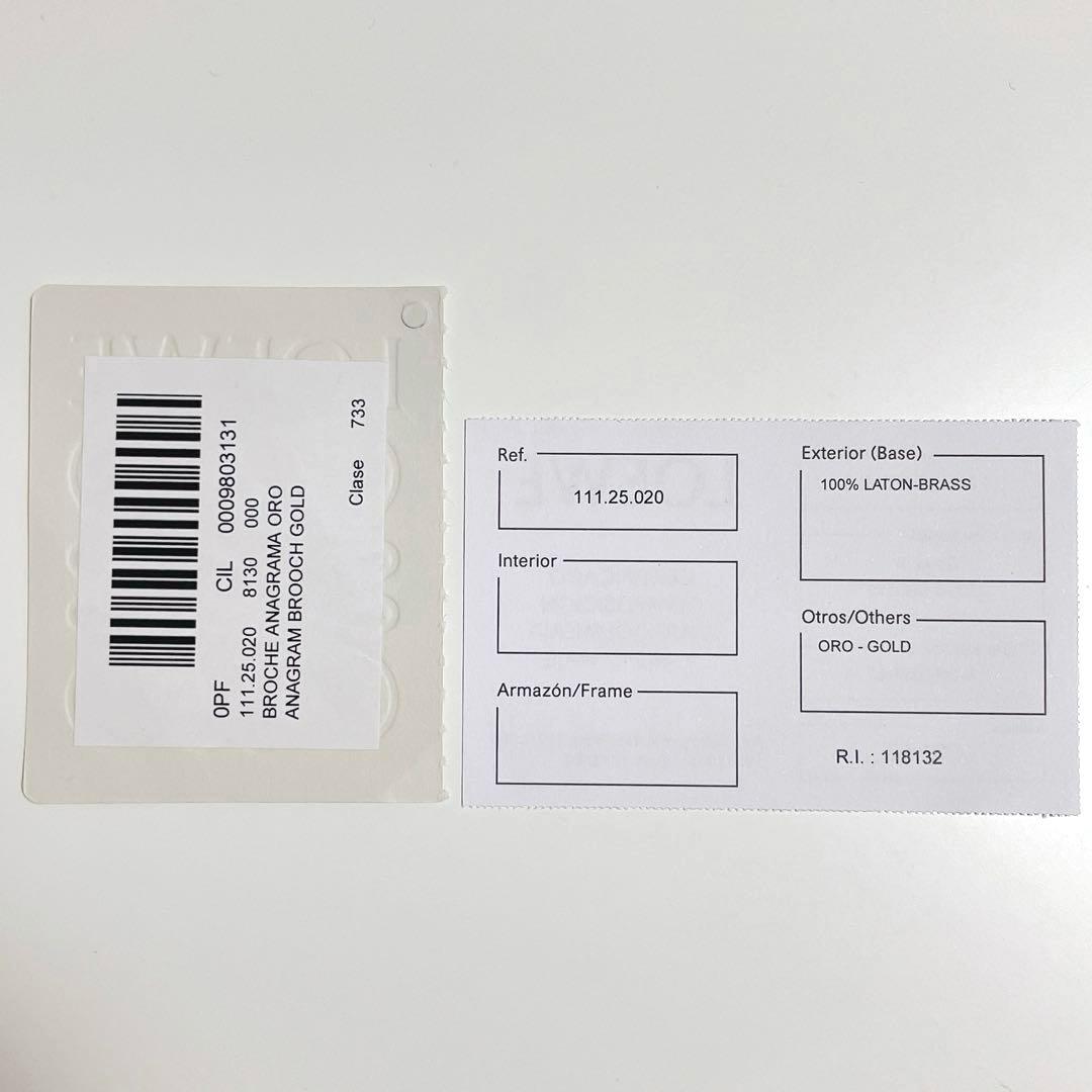 【美品】LOEWE アナグラム ブローチ ゴールド