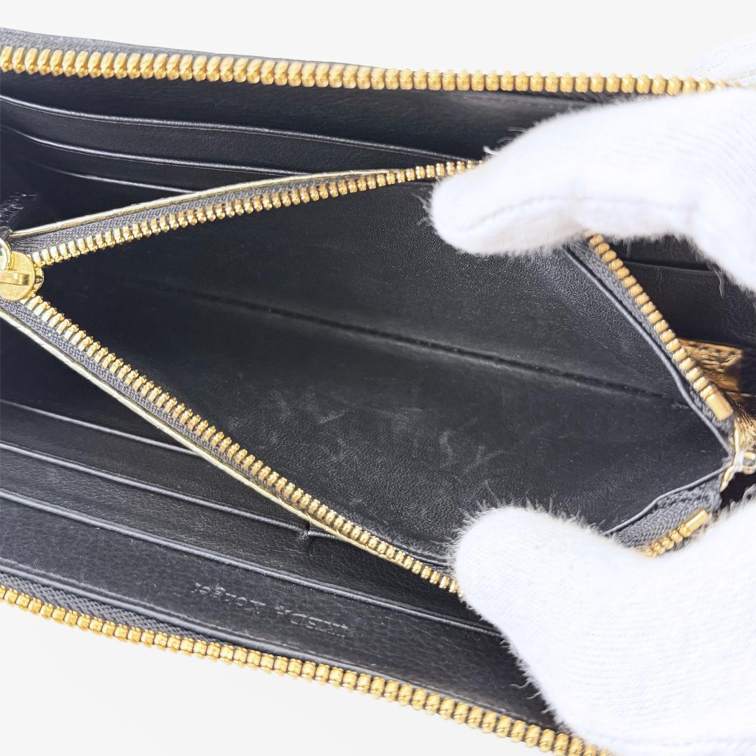 【定価15万】池田工芸 長財布 ポロサス ゴールドパイソン 黒 ワニ革 JRA