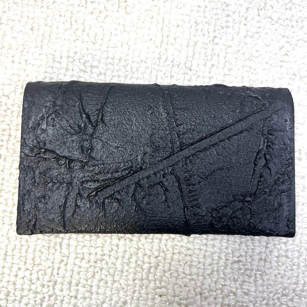 【美品】カガリユウスケ カードケース 黒壁 牛革 漆喰 パテ 名刺入れ