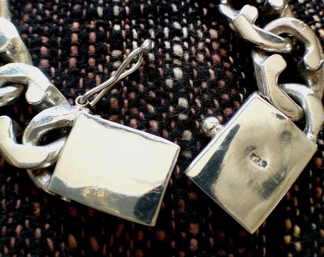 silver925 　太め　シルバー チェーンブレスレット　ボックス留め