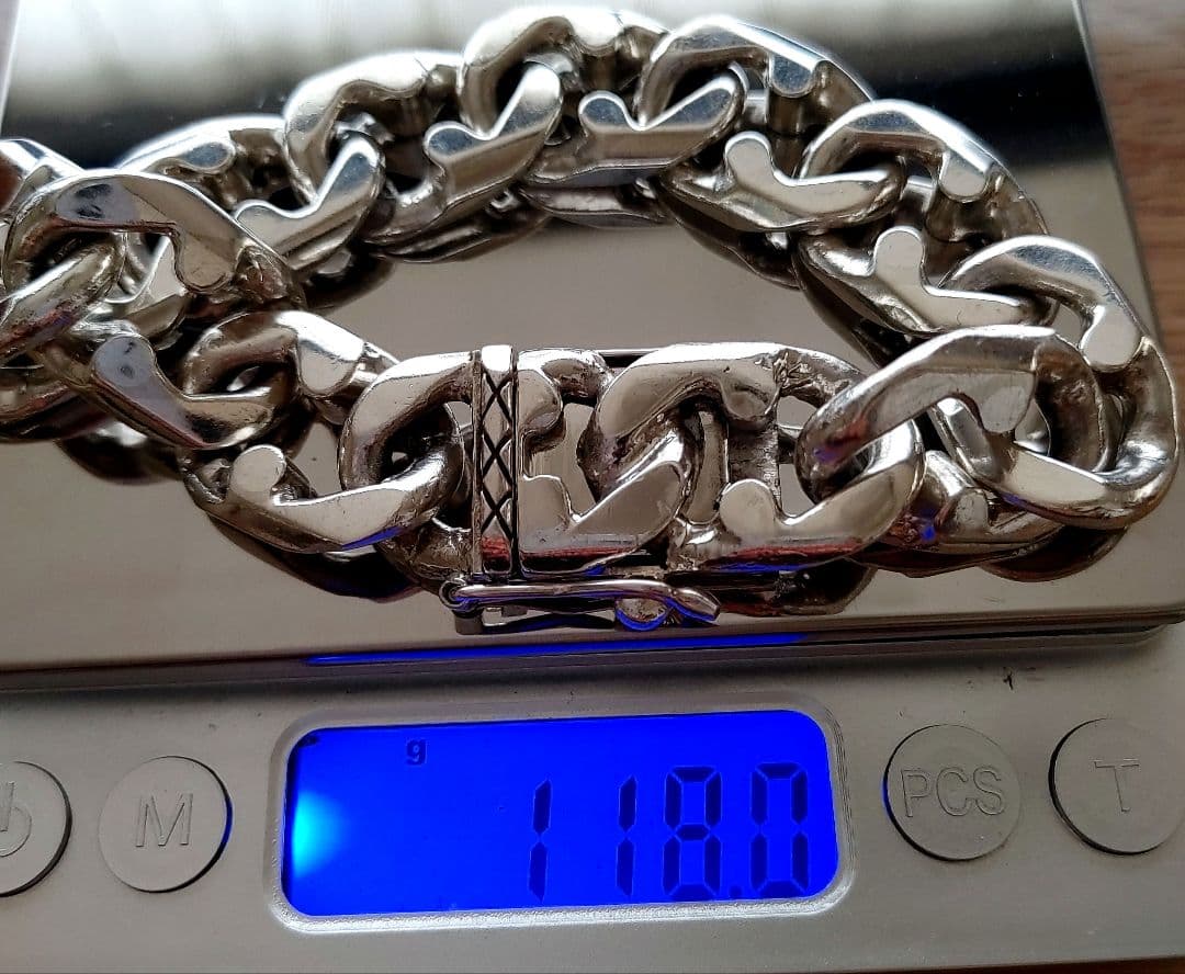 silver925 　太め　シルバー チェーンブレスレット　ボックス留め