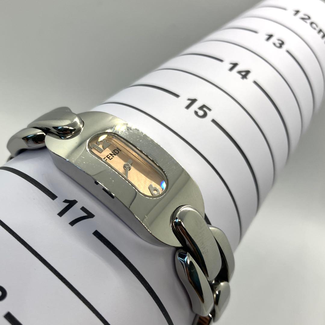 フェンディ ステンレスベルト ピンク文字盤 クォーツ腕時計 保証書純正箱付 稼働