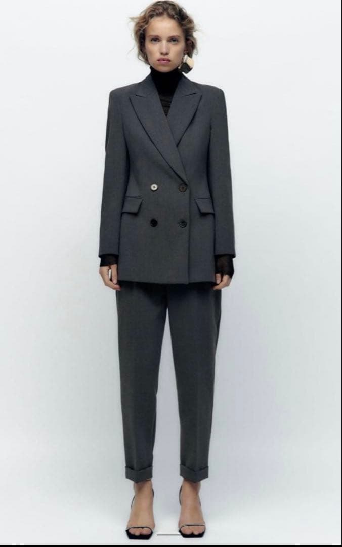 ZARA ダブルブレストスーツ　セットアップ　グレー