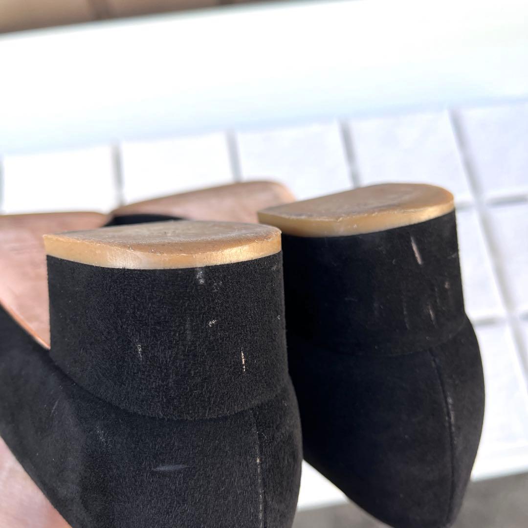 36.5 PELLICO ローヒール　パンプス　黒　スエード　23.5