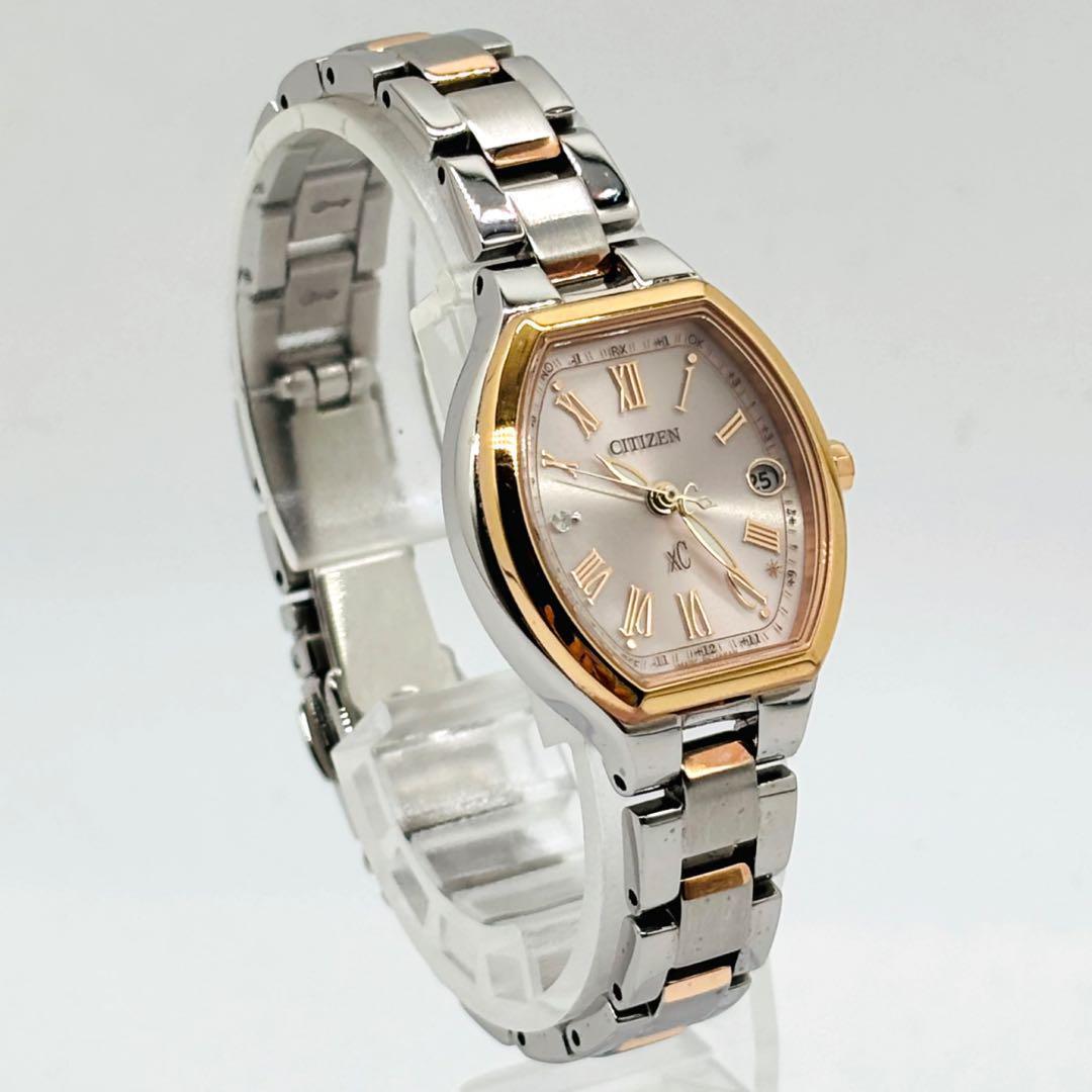 シチズン クロスシー 電波ソーラー ピンク レディース 腕時計 オクタゴン