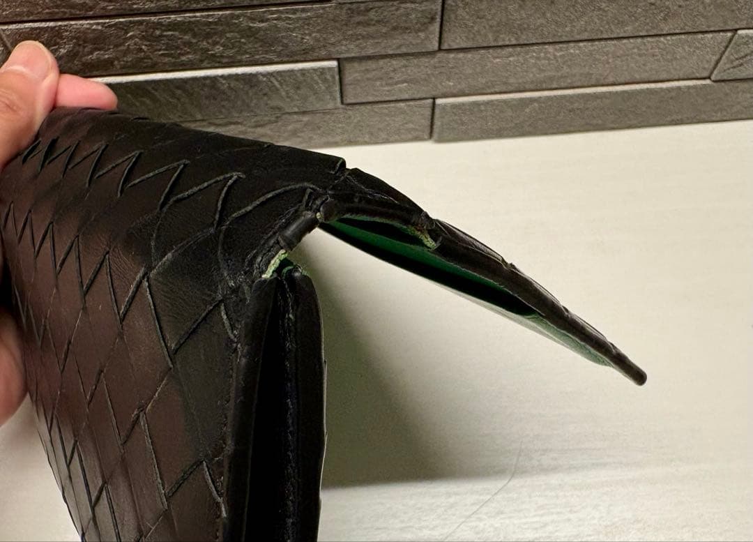 BOTTEGA VENETA バイカラー 長財布 ボッテガグリーン