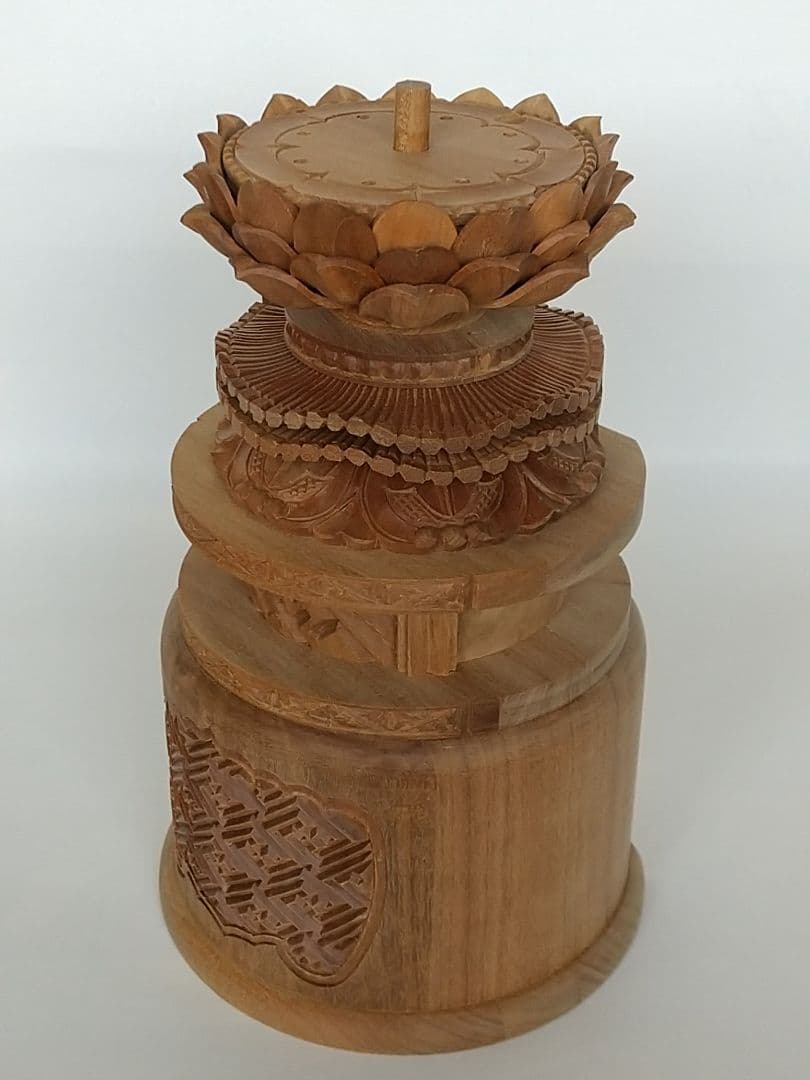 台座のみ 立像用【大】#492 背切 円型 ◆白檀 木彫 仏像付属品