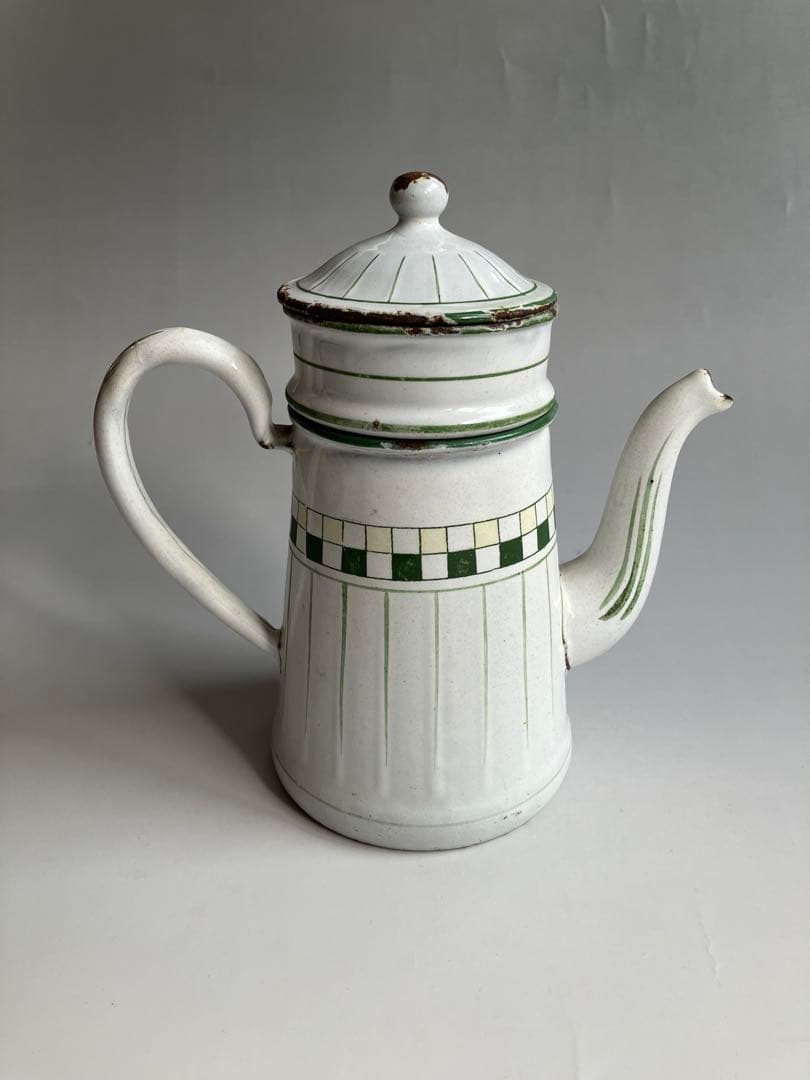 アンティーク　BF(BB)社　小振りなホーローポット　コーヒーポット　琺瑯