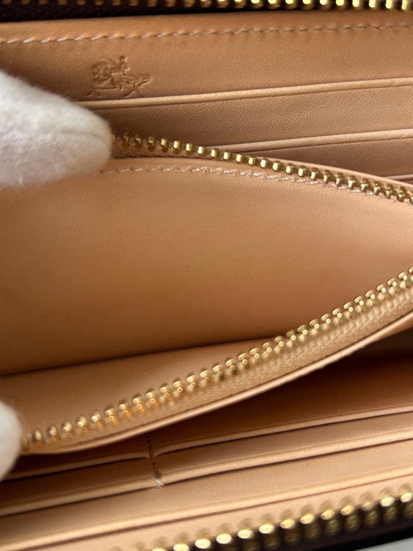 【美品】ココマイスター コードバン 長財布　ラウンドジップ 焦茶色 袋付き