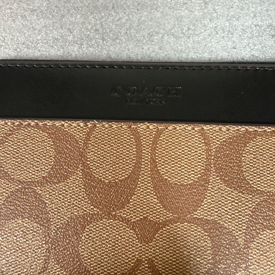 COACH メンズ 長財布 タン PVC ファスナー 新品