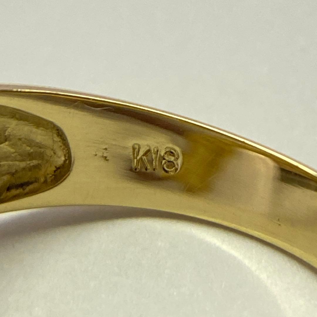 K18　天然ダイヤモンドリング　蛇モチーフ　18金　幅広　ヘビ　へび