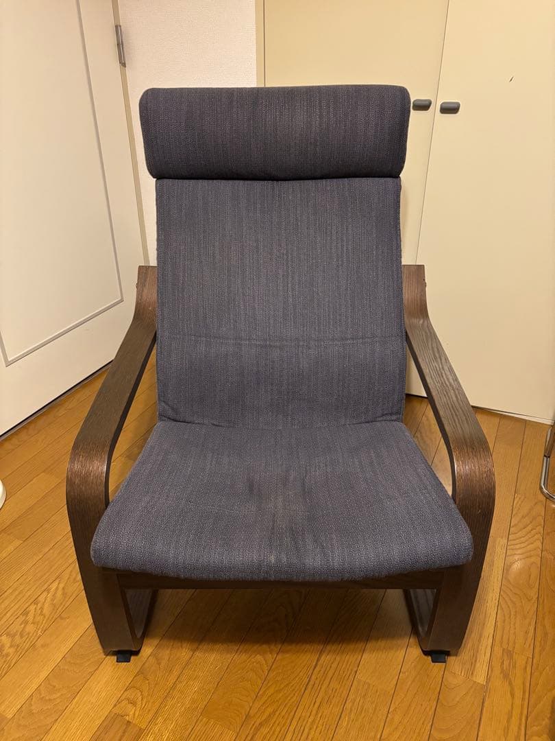最終値下げ‼️IKEAポエング　グレー チェアオットマン(東京近隣組立済　直配可)