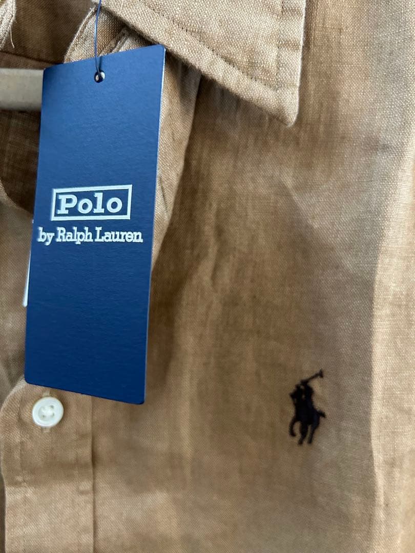 は*わ様 新品タグ付き　ポロラルフローレン リネン ボタンダウンシャツ ベージュ