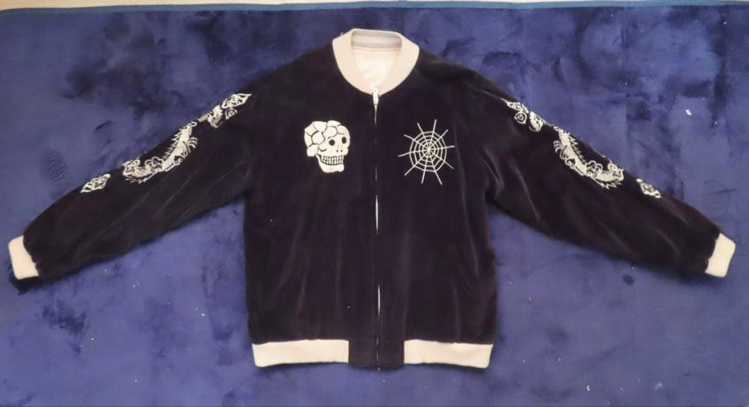 花旅楽団　スカルと蛇刺繍　スカジャン