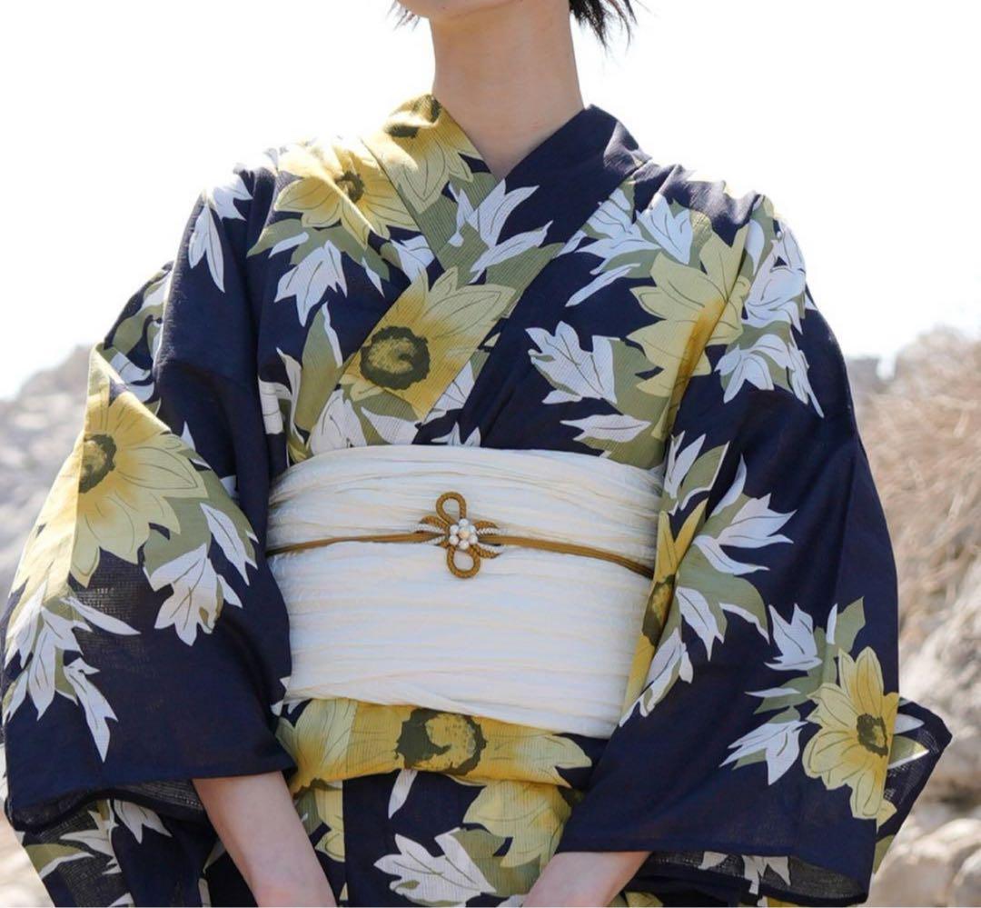 utatane ひまわりデザイン 浴衣 兵児帯 セット 2点セット