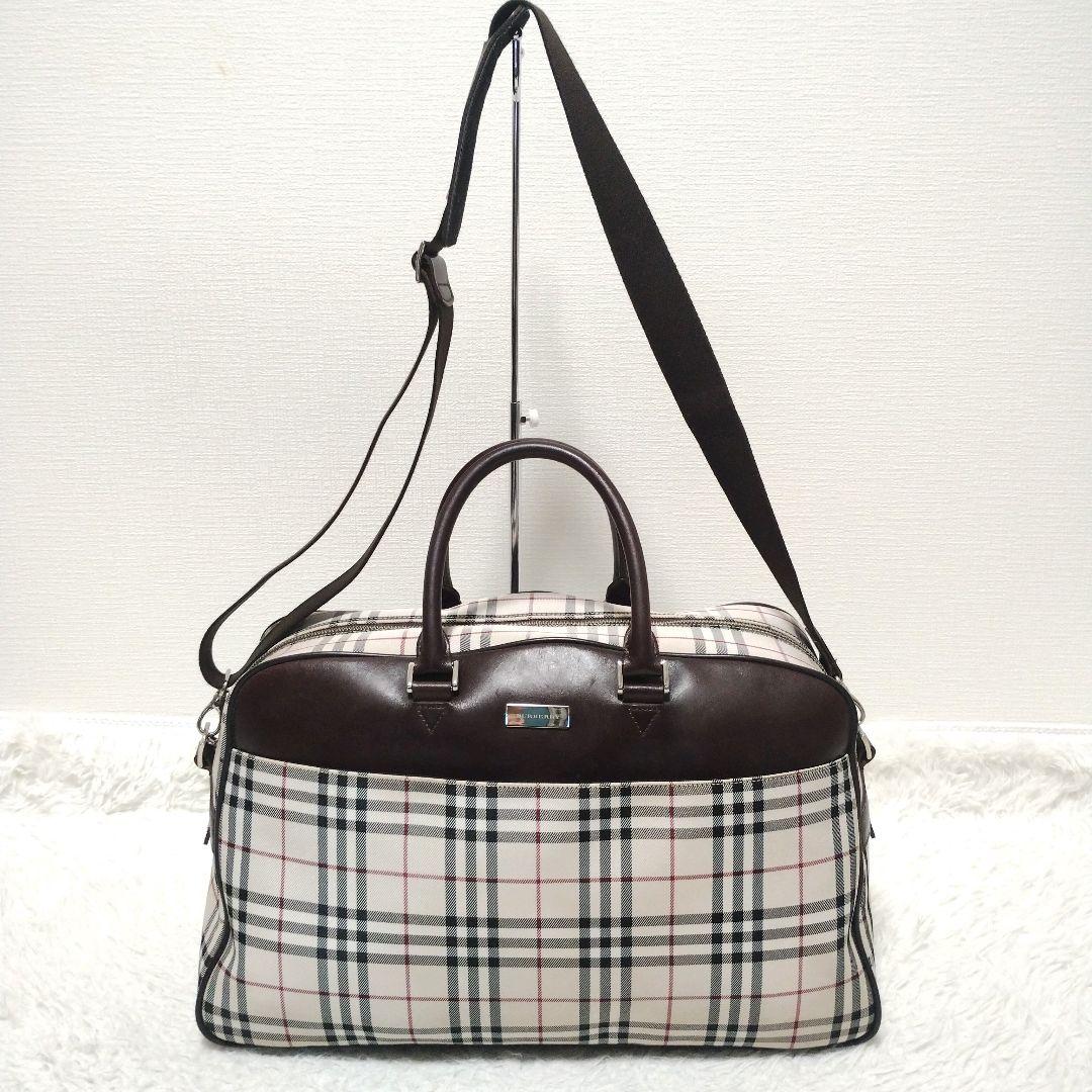 【美品】大容量 Burberry ノバチェック ボストンバッグ　2WAY レザー