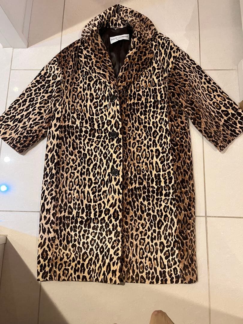 Dolce & Gabbana レオパード　ベロア　コート 38