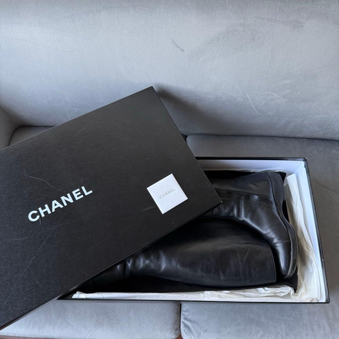 シャネル ロングブーツ ブラック ココマーク レザー 36 23cm