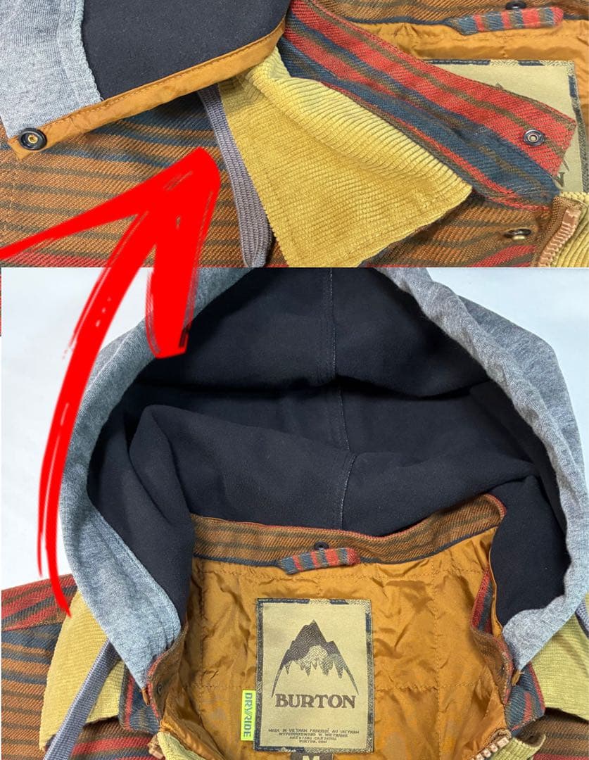 BURTON バートンウエア ネルシャツ風 スノボージャケット コーデュロイ M