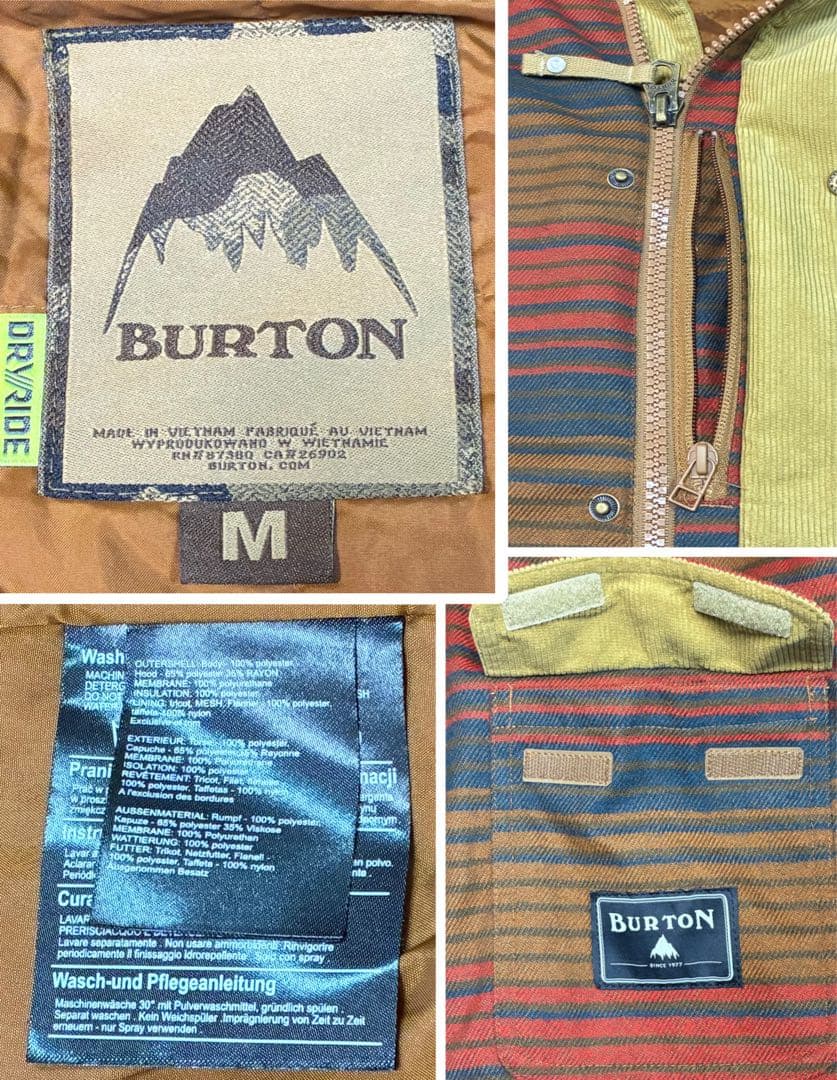 BURTON バートンウエア ネルシャツ風 スノボージャケット コーデュロイ M