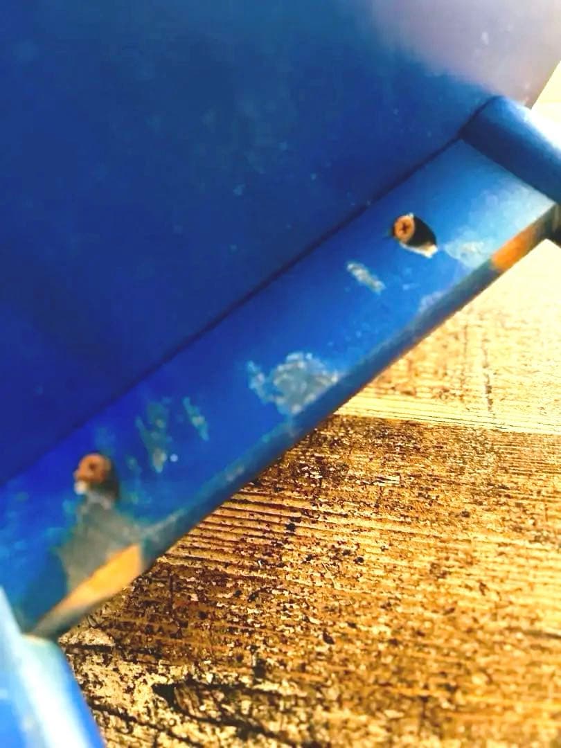 昭和40年代 青い木製スツール 無垢材 丸椅子 レトロ 学校家具