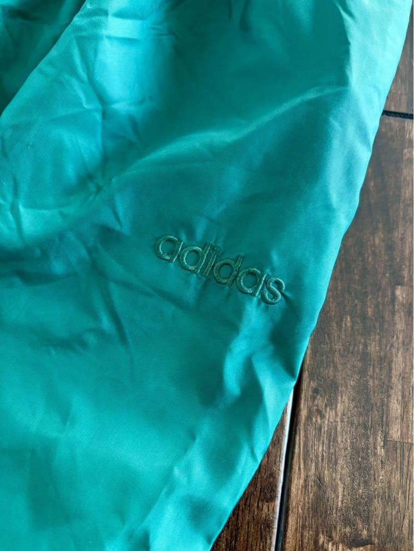 アディダス/入手困難 90s 国旗刺繍タグ ナイロン セットアップ 緑×白 L