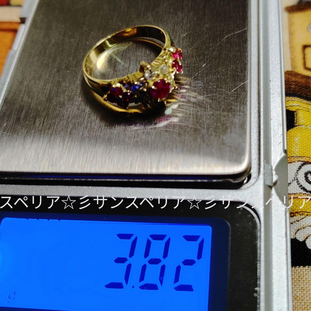 K18 ルビー0.70ct とダイヤモンド0.30ctのフラワーリング