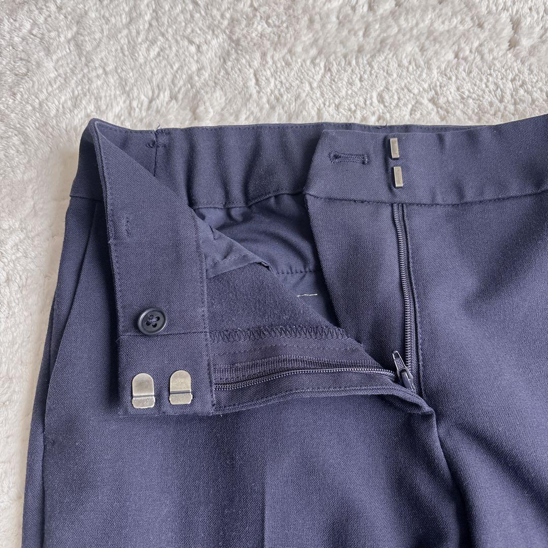 プラステ ノーカラーパンツスーツ ブラッシュドバック S/XS ネイビー