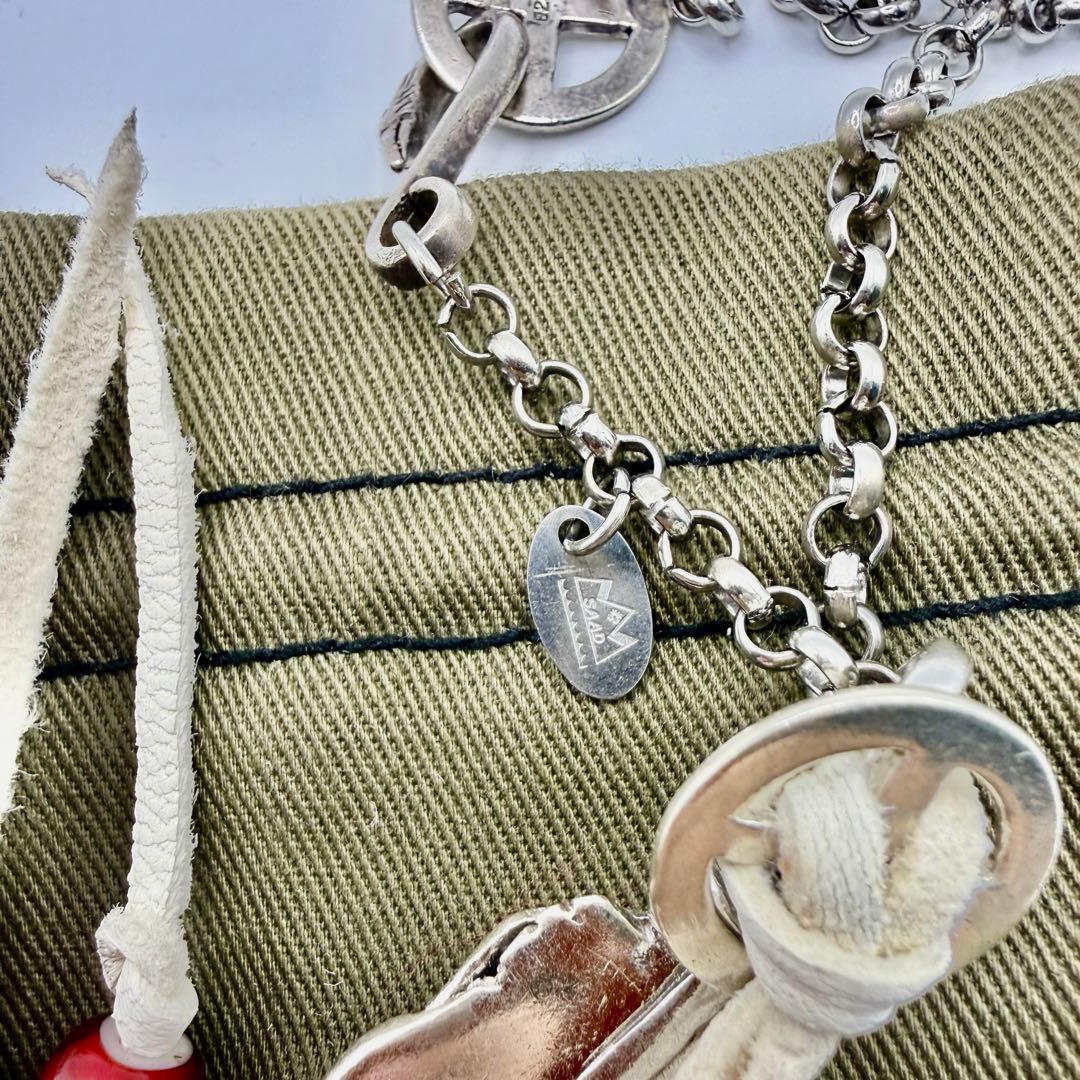 美品　SAAD 特大上銀ビッグフェザー80mm ネックレスセット