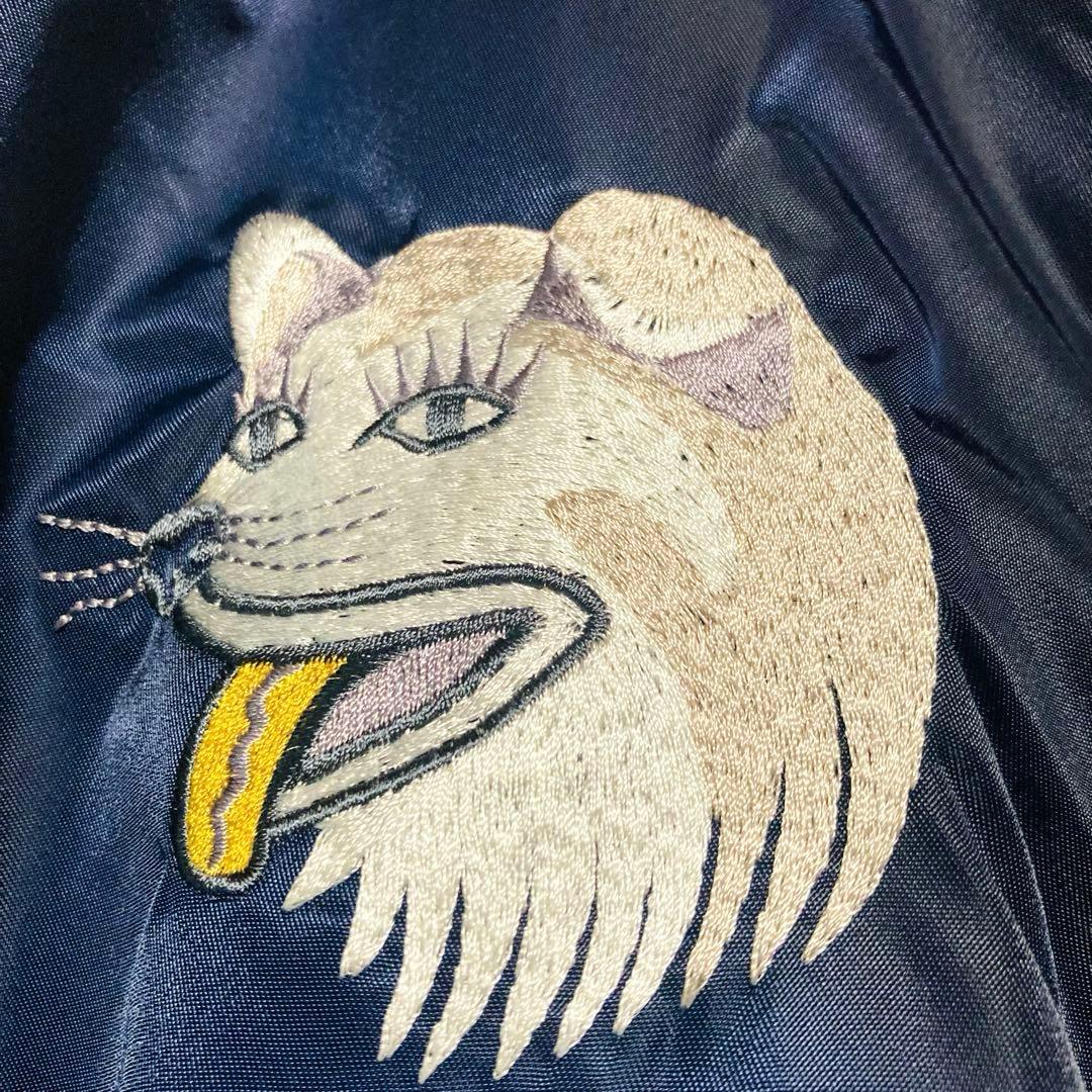 渋谷ハチ公 刺繍 MA-1 スカジャン 東京スーベニア 短丈 Mサイズ ネイビー