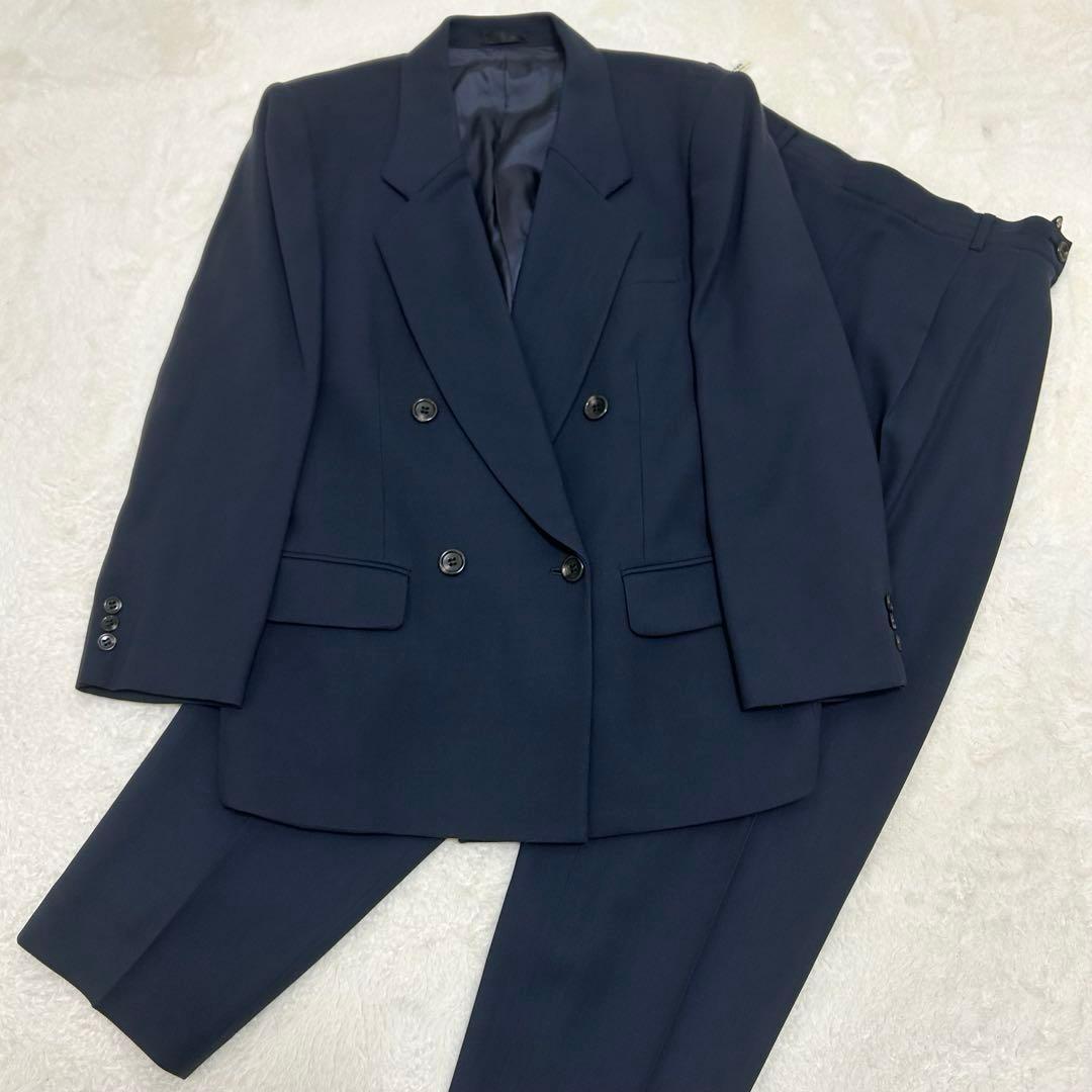 【美品】バーバリー スーツ セットアップ ネイビー 15号 ダブルブレスト