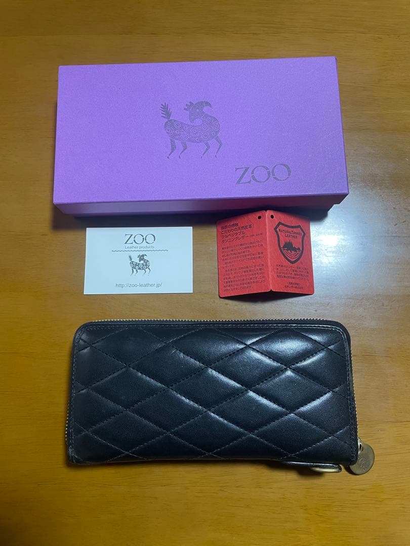 zoo 長財布 希少 黒✖︎赤 栃木レザー