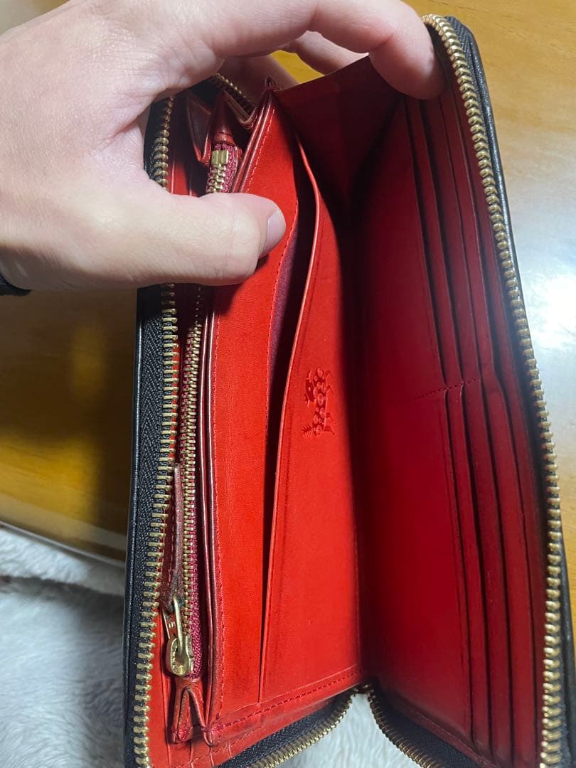 zoo 長財布 希少 黒✖︎赤 栃木レザー
