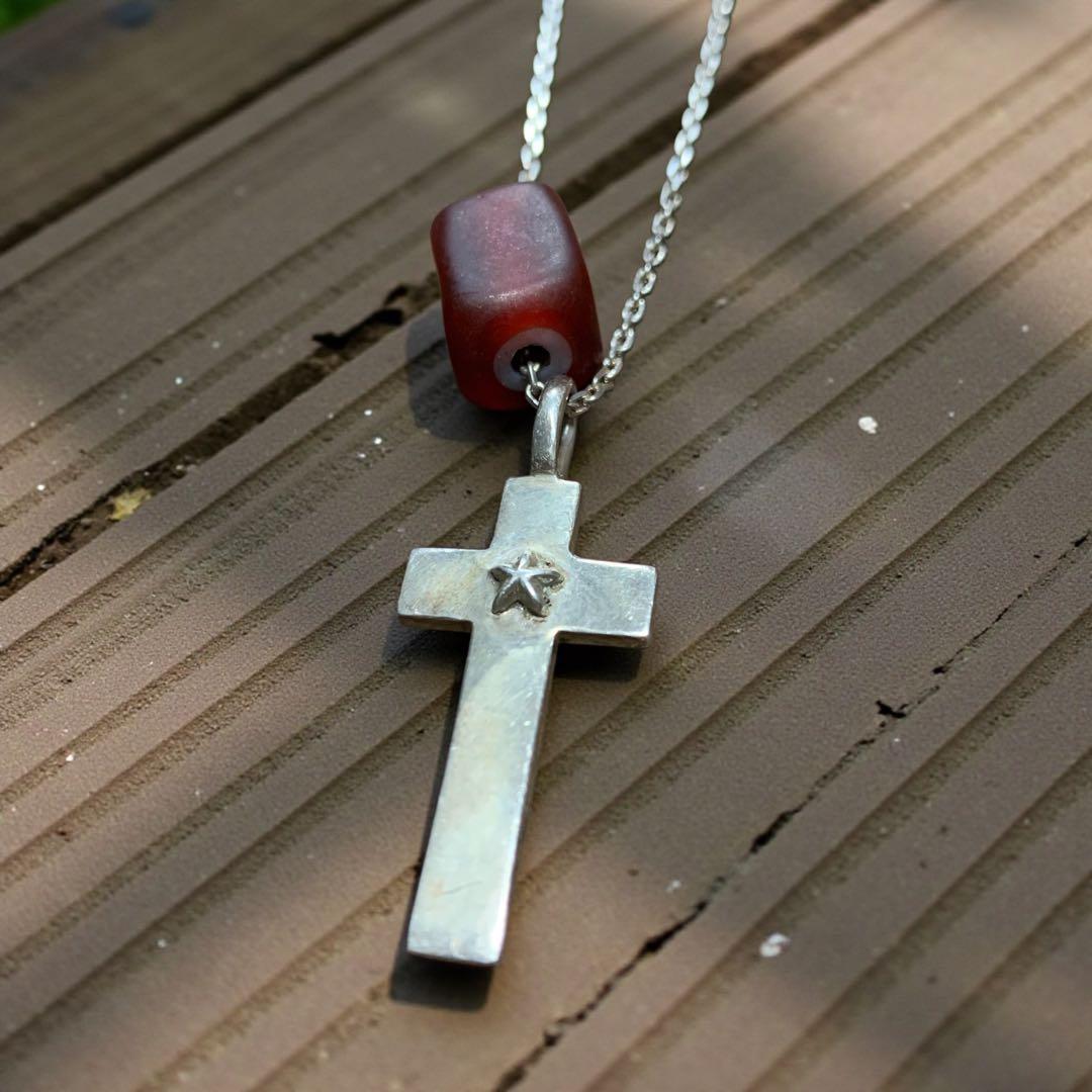 クロスネックレス　ホワイトハーツ　シルバー925 bingo brothers