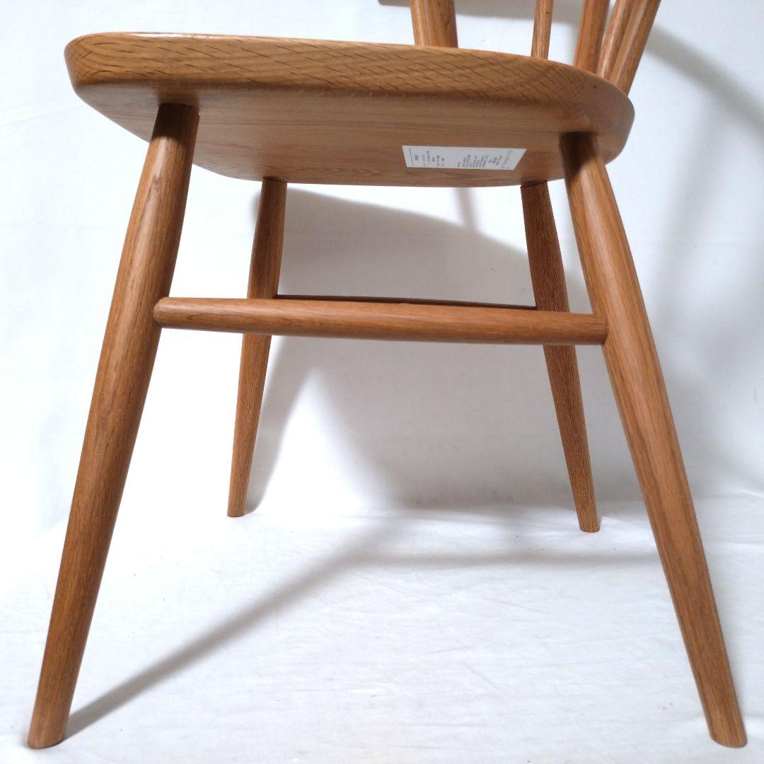美品　無印良品　アームチェア ②　ダイニングチェア　オーク材　丸脚　送料無料