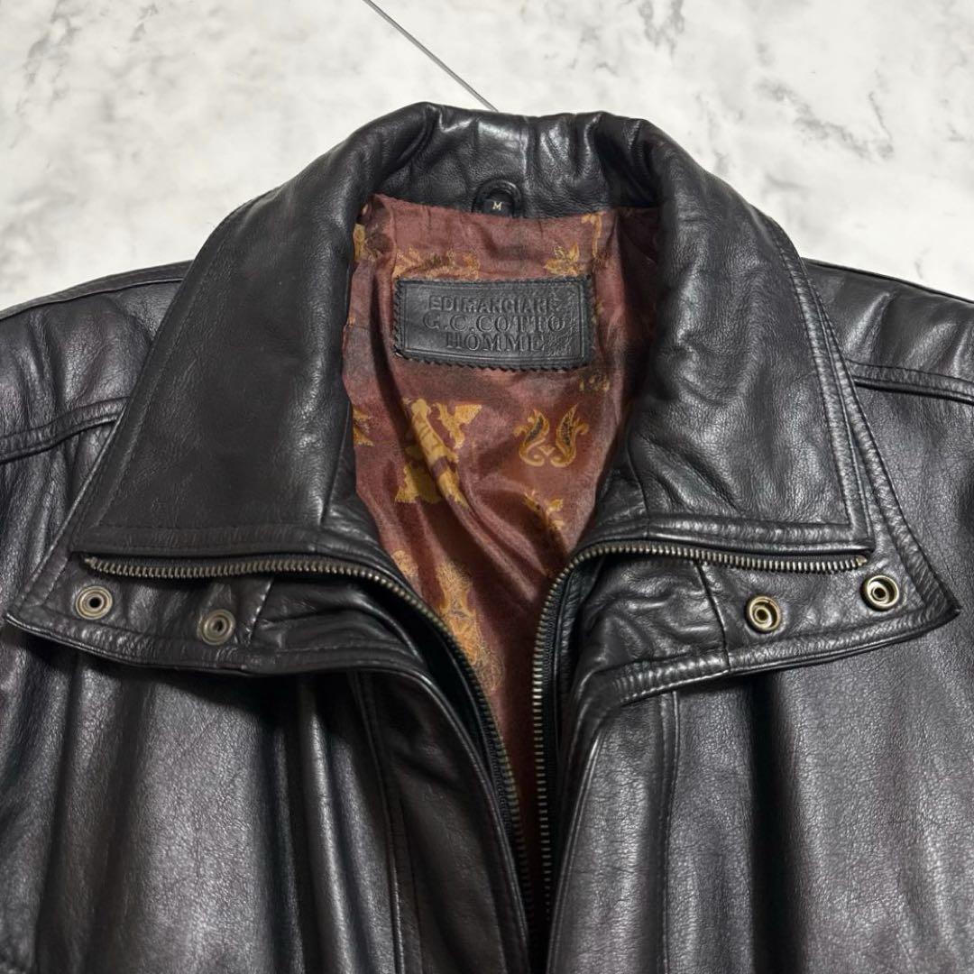 古着　ヴィンテージ　レザージャケット　短丈　本革　レザー　ボンバージャケット　黒