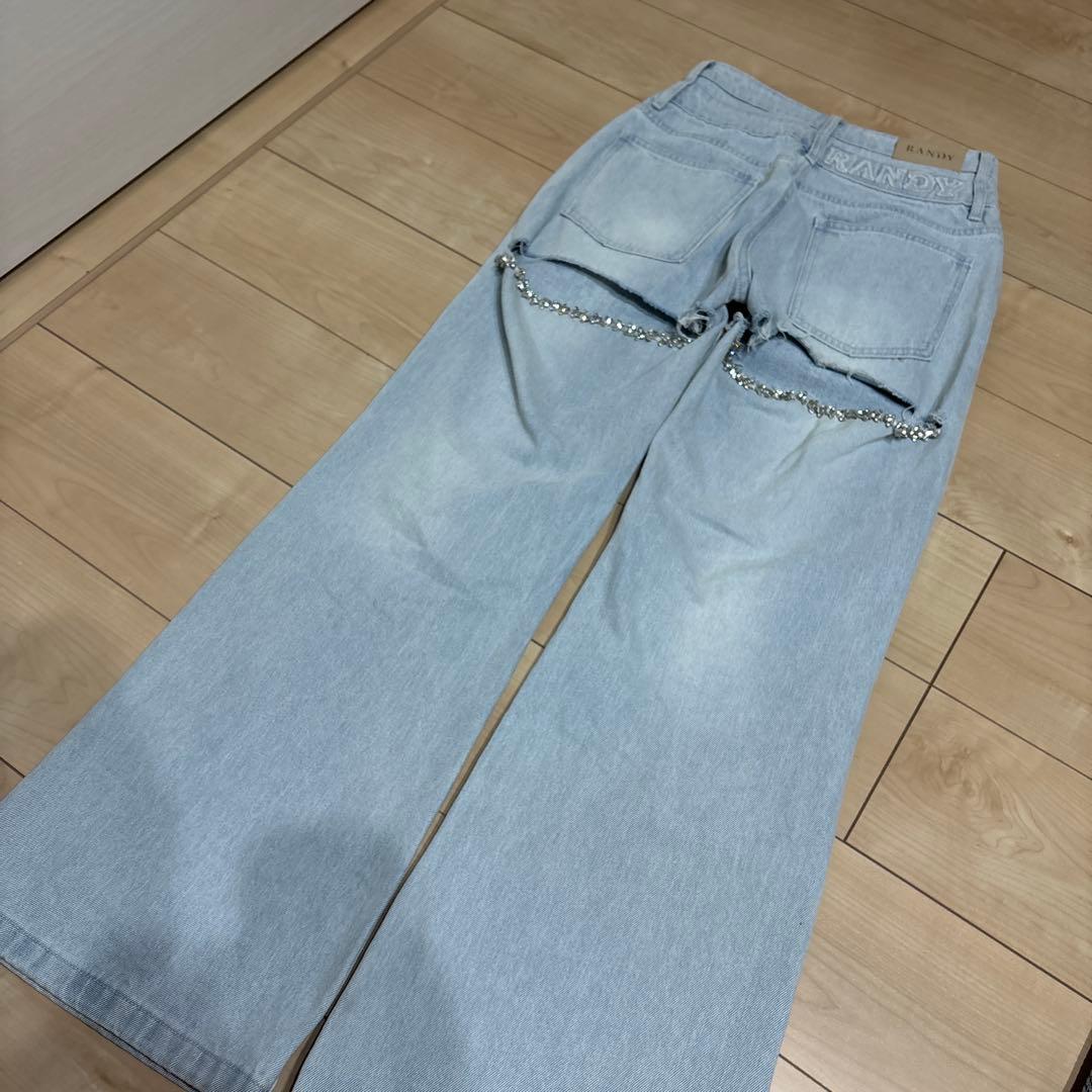 Randyビジューバックカットワイドデニム Mサイズ