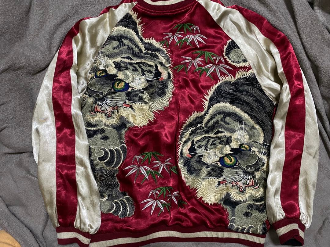 百花繚乱 美品 虎龍 日本限定 スカジャン サテン unisex vintage
