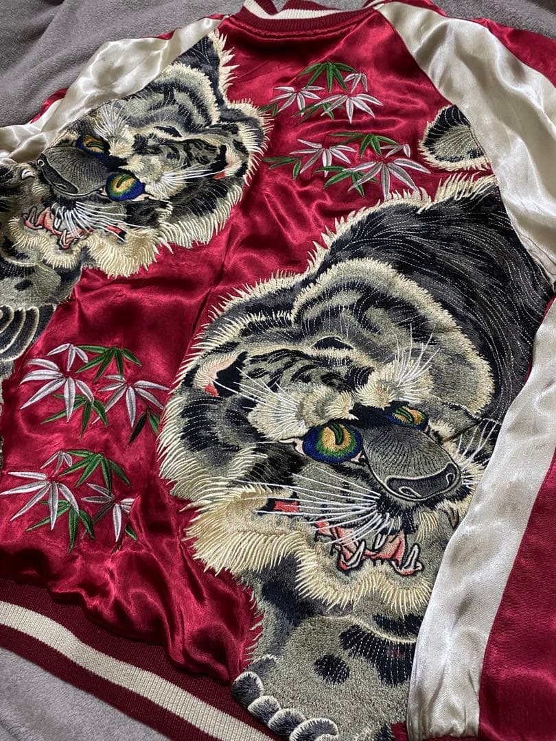 百花繚乱 美品 虎龍 日本限定 スカジャン サテン unisex vintage