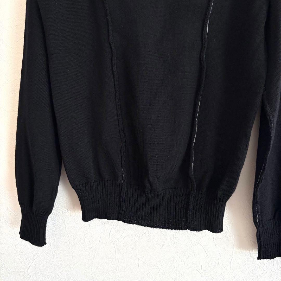 トリココムデギャルソン 丸襟 ステッチ ニットカーディガン 黒 AD2010