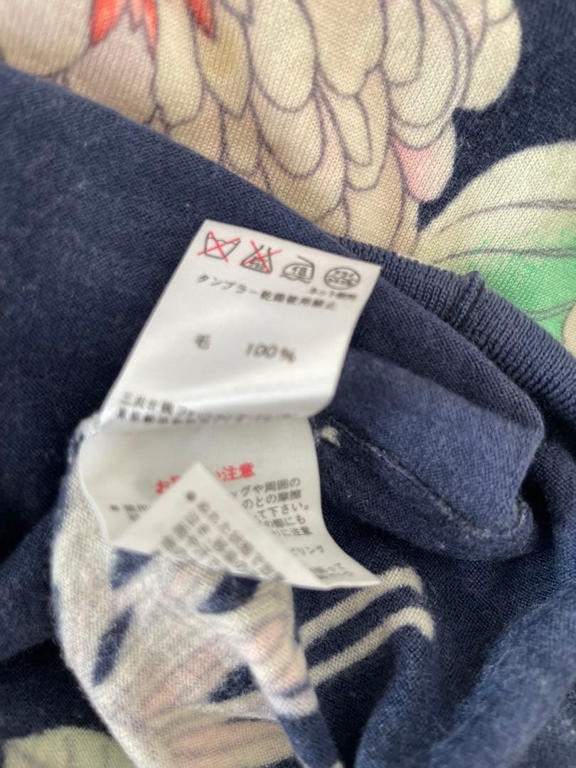 レオナール　パリ　花柄 長袖セーター ネイビー