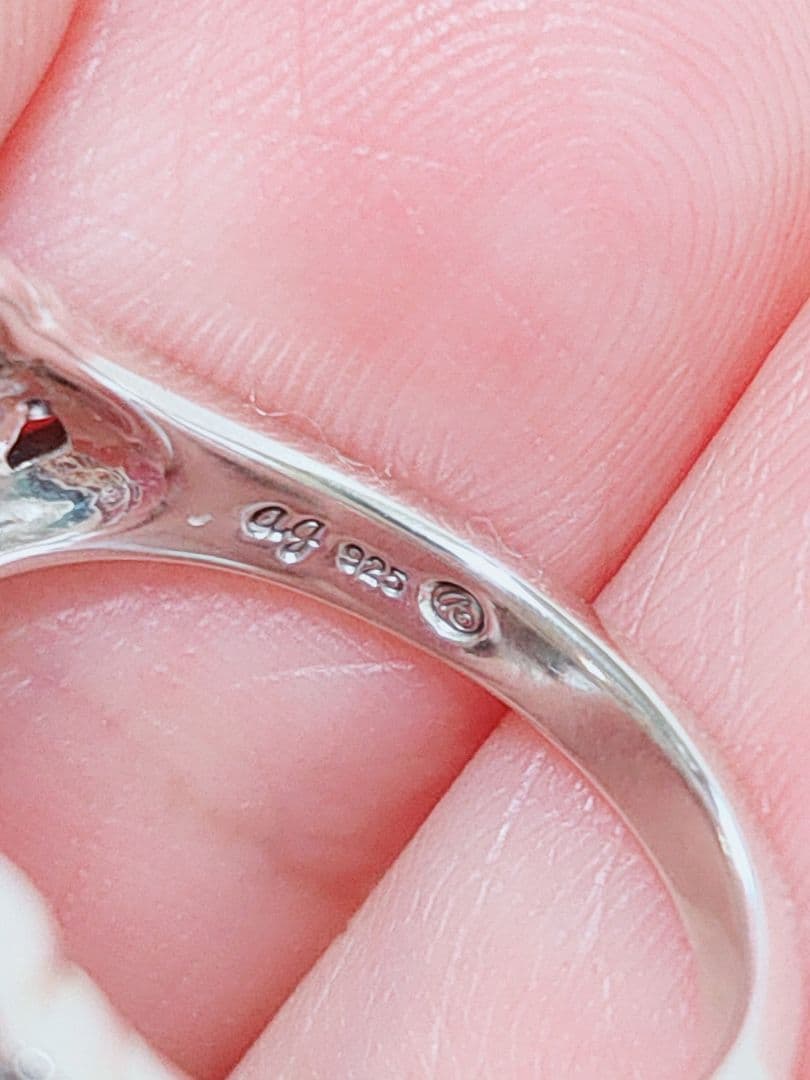 未使用品 碌山 青い鳥 ガーネット ベビー真珠 シルバー リング