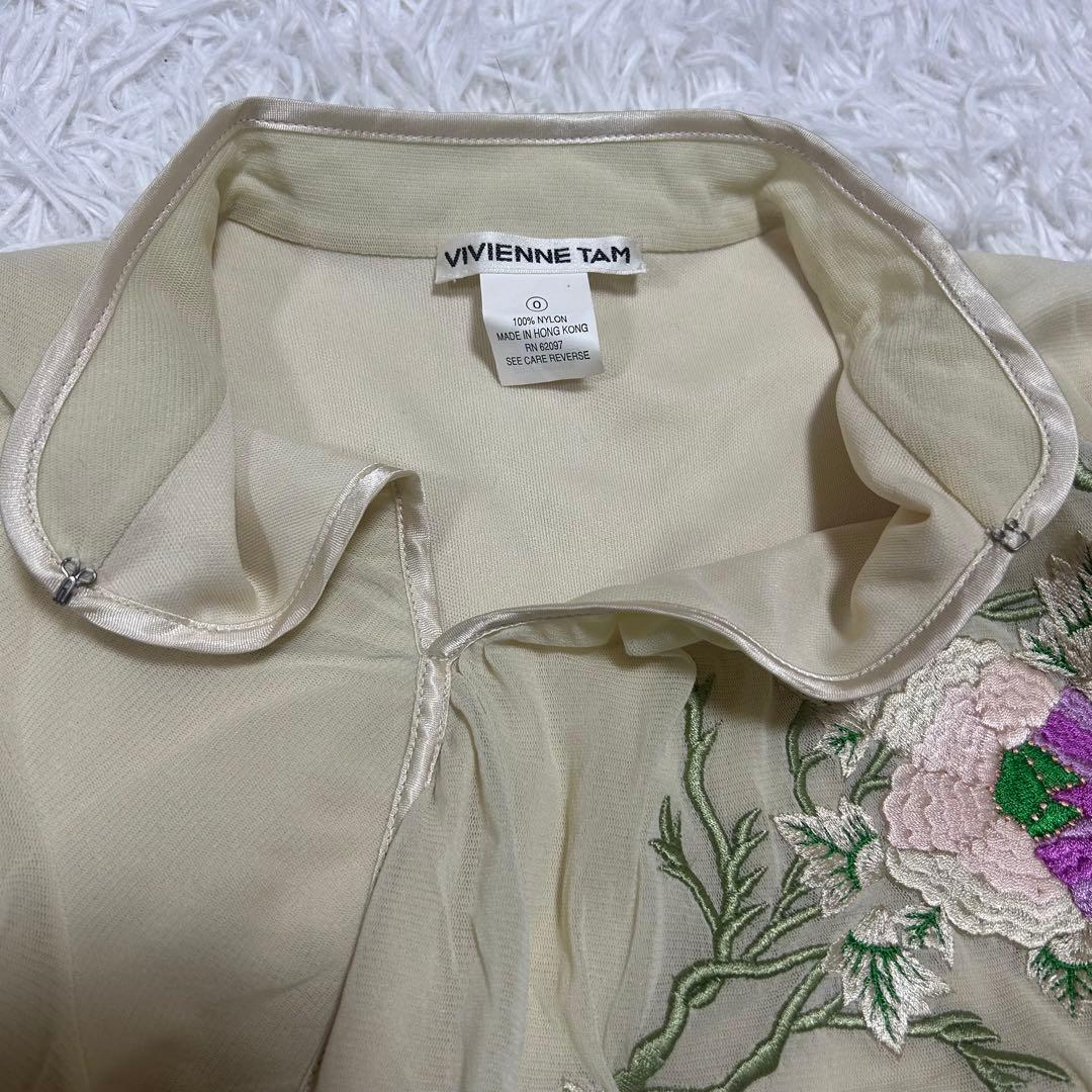 VIVIENNE TAM 花刺繍 シアートップス チャイナ風 長袖 セットアップ