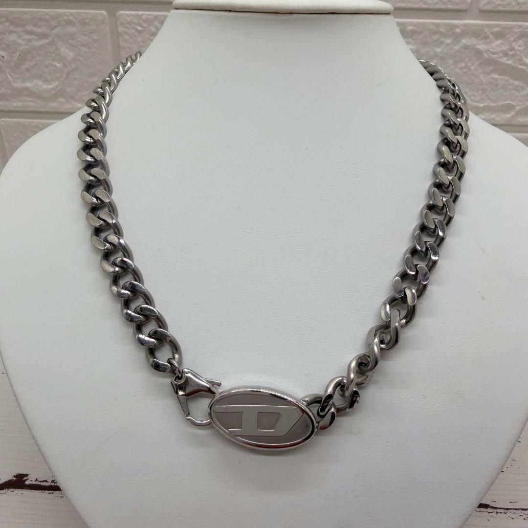 美品　ディーゼル　ネックレス　喜平　シルバー　ロゴプレート