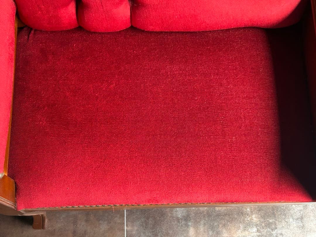 アンティーク　ビンテージ　クラシック　木彫　猫脚　レッド　テレフォンベンチ　GG