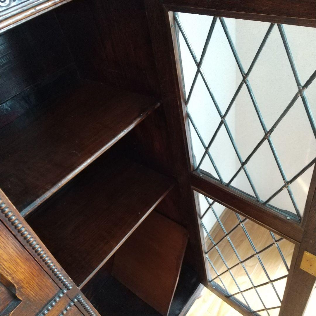 イギリス　アンティーク家具　ビューロー　オーク　本棚　サイドバイサイド