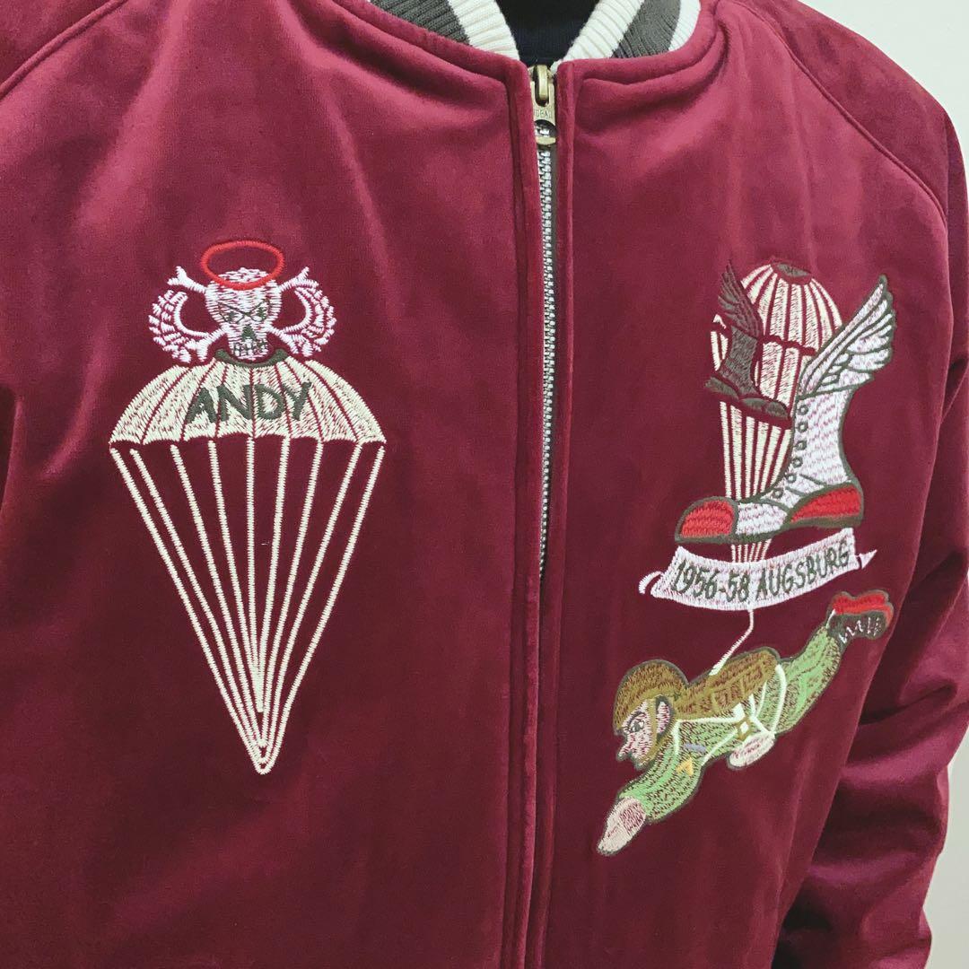 歩*郎様 【着画】極美品　HOUSTON スカジャン　ベロア　刺繍　一点物