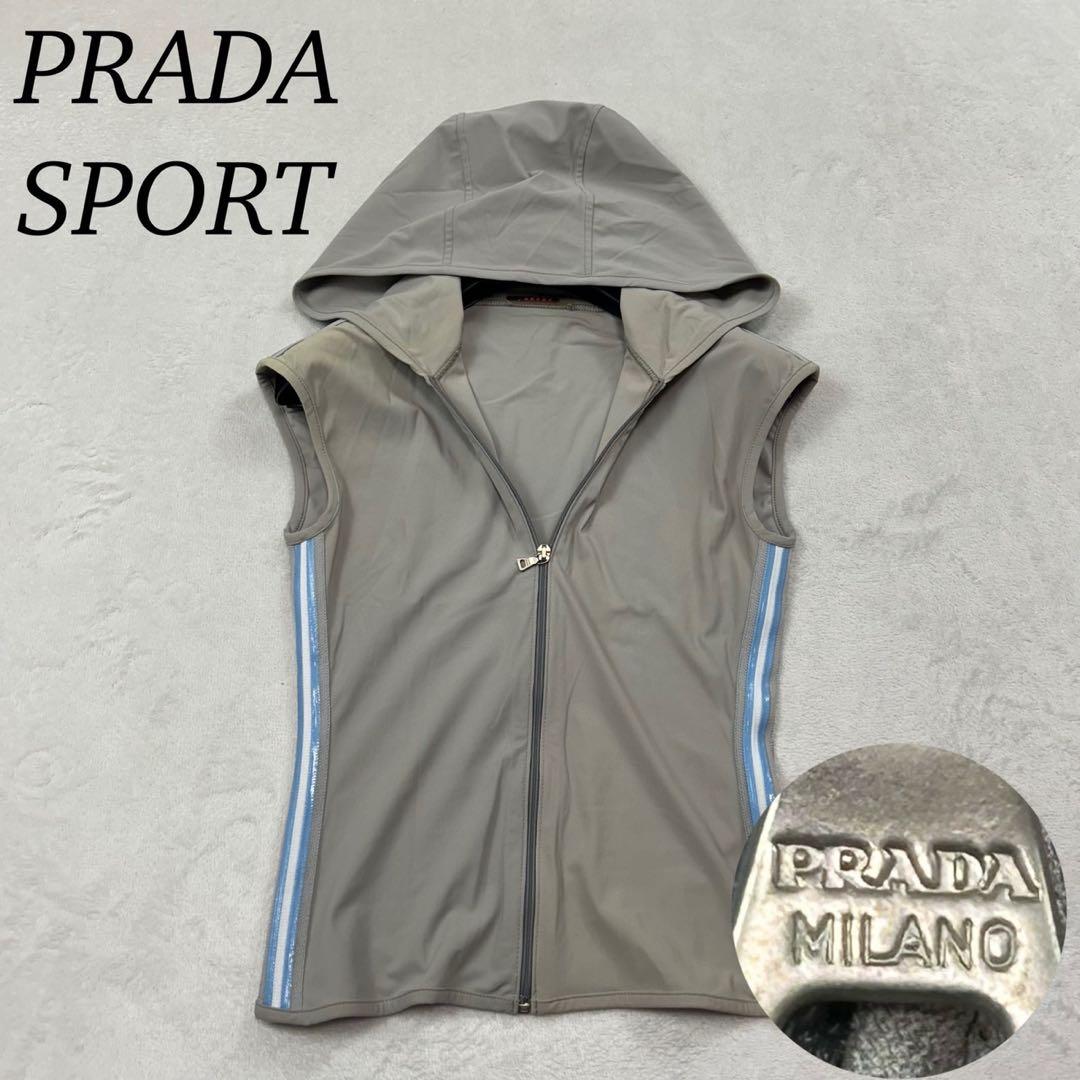K158 S プラダスポーツ イタリア製 ストレッチ ベスト グレー メンズ