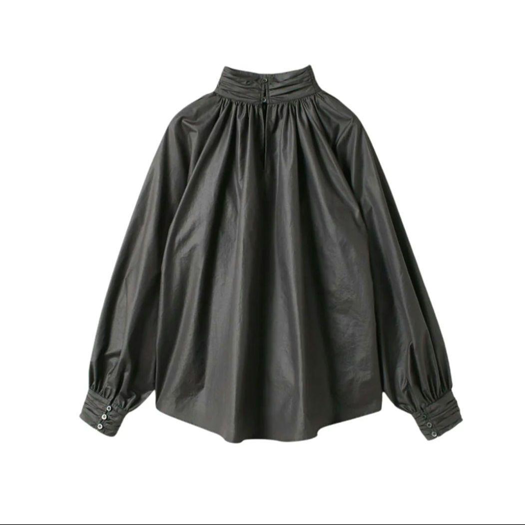 アニュアンス anuans ギャザーディテールデザインブラウス　チャコールグレー