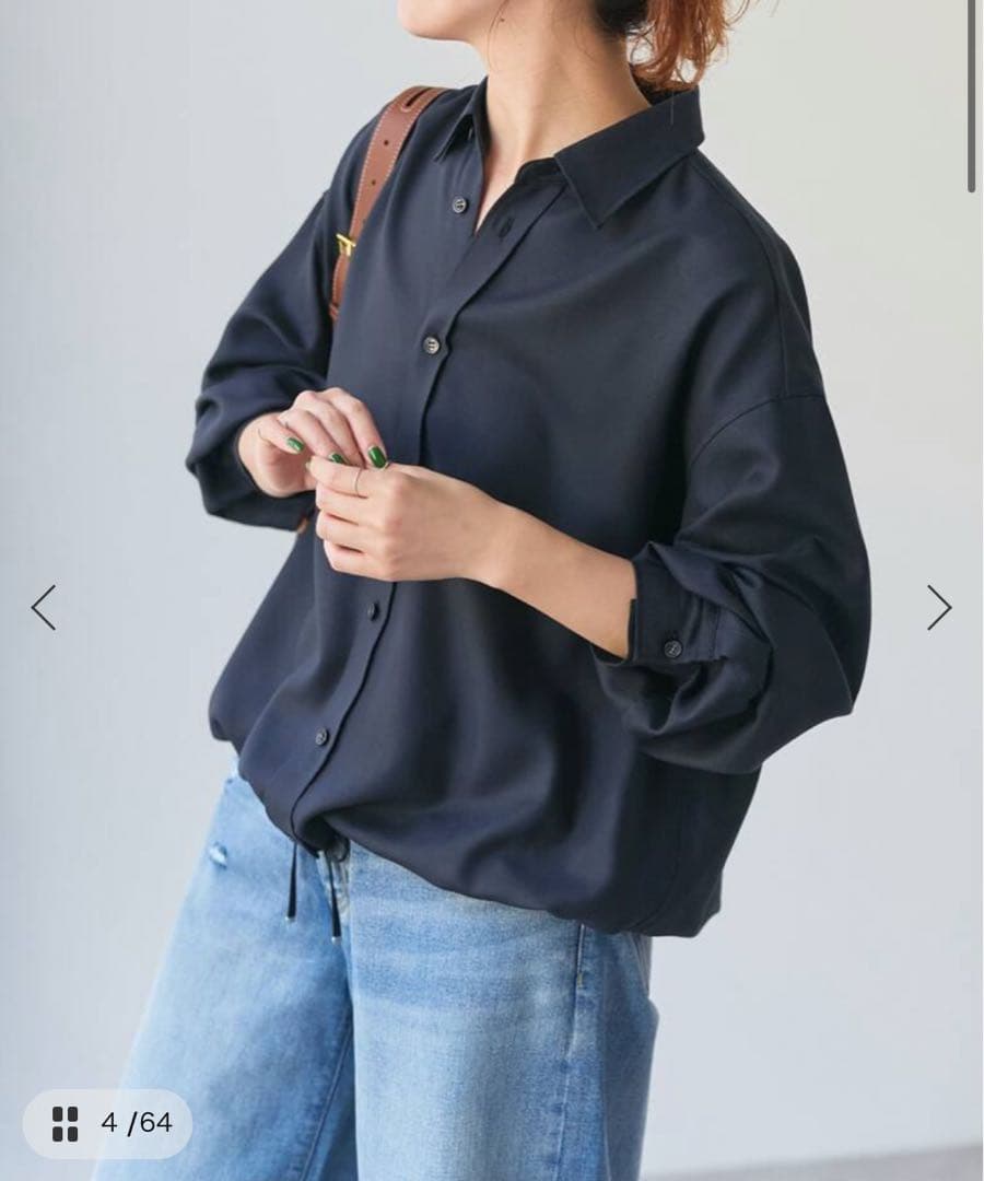 【完売品】ウールライクヘムギャザーシャツ　spick&span